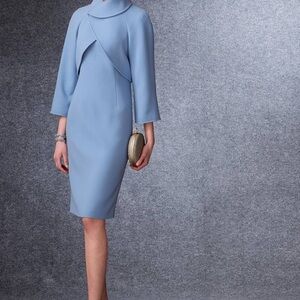 Tahari Light Blue Long Sleeve Dress